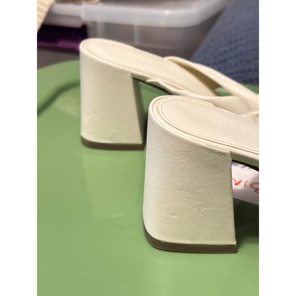 Everlane The Twisted Heeled Sandal Bone Leather Block Heel Mule Square Toe 7.5‎ - Picture 3 of 11